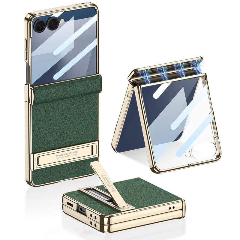 Galaxy Z Flip 7 Signature Leather Stand Case