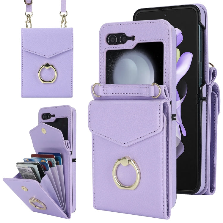 Galaxy Z Flip 6 Litchi Ring Holder Case