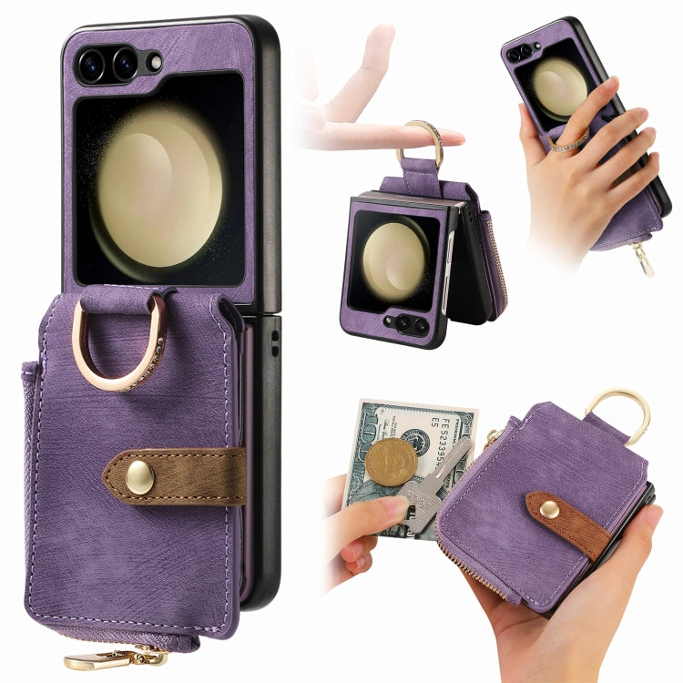 Galaxy Z Flip 6 Retro Ring Vertical Zipper Wallet Case