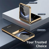 Galaxy Z Flip 7 Luxury Leather Electroplated Hinge Case