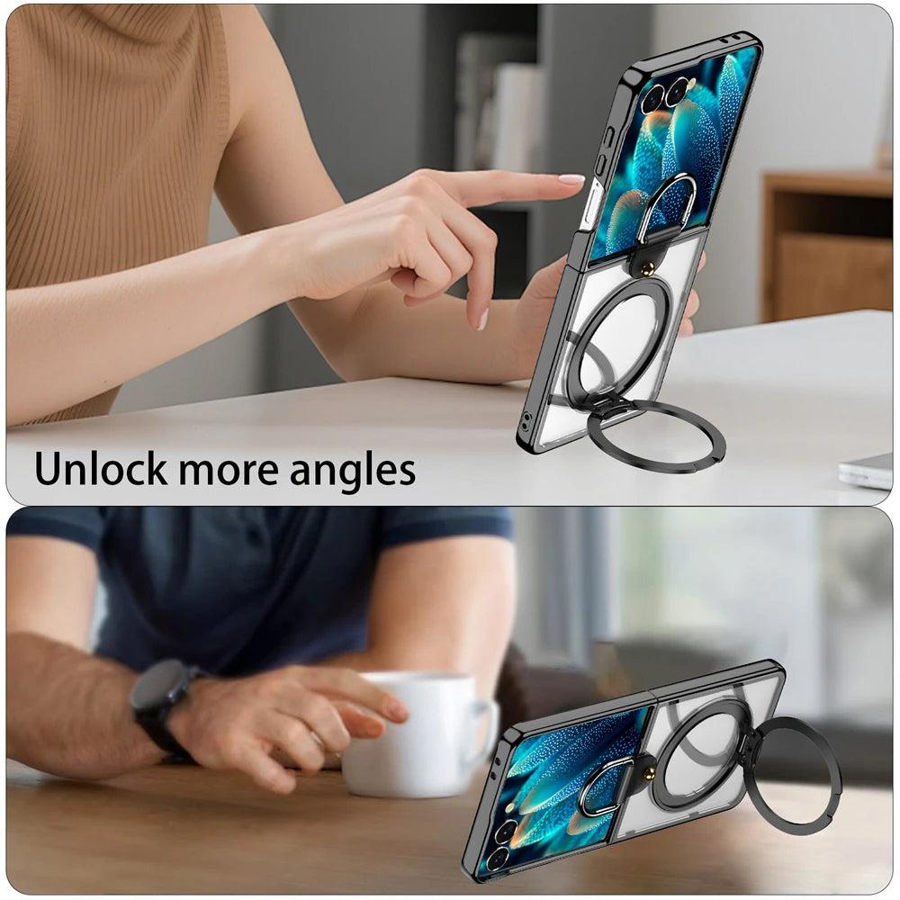 Galaxy Z Flip 7 Magnetic Ring Kickstand Mirror Case