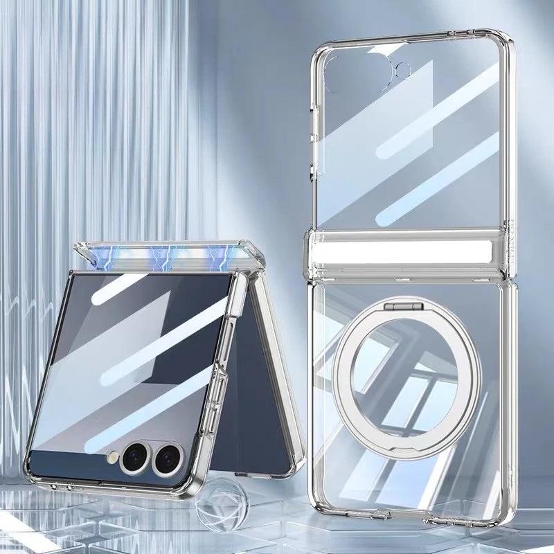 Galaxy Z Flip 7 Transparent Ring Kickstand Case