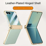 Galaxy Z Flip 7 Leather Hinge Shield Case