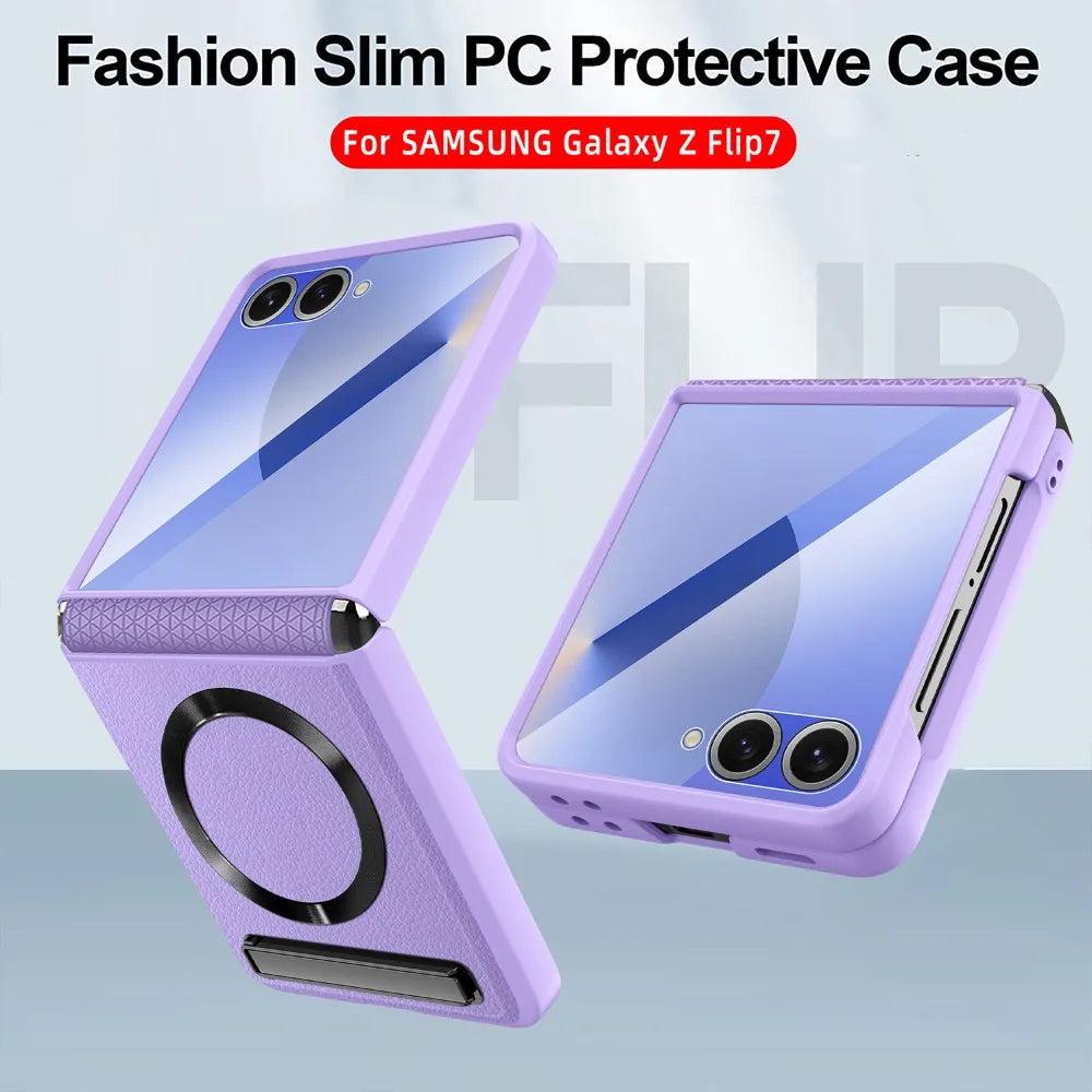 Galaxy Z Flip 8 Leather Magnetic Stand Case
