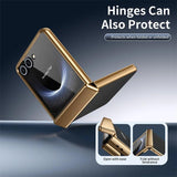 Galaxy Z Flip 7 Luxury Leather Electroplated Hinge Case
