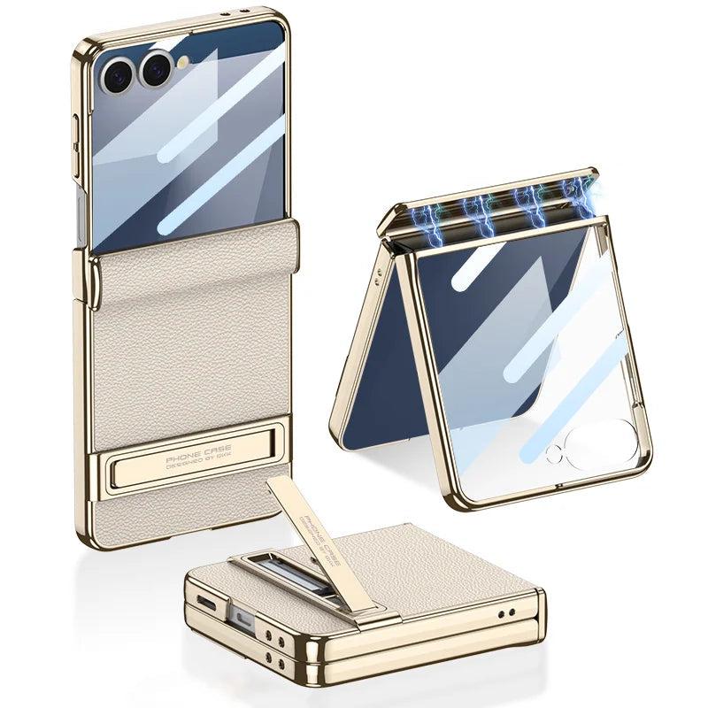 Galaxy Z Flip 7 Signature Leather Stand Case