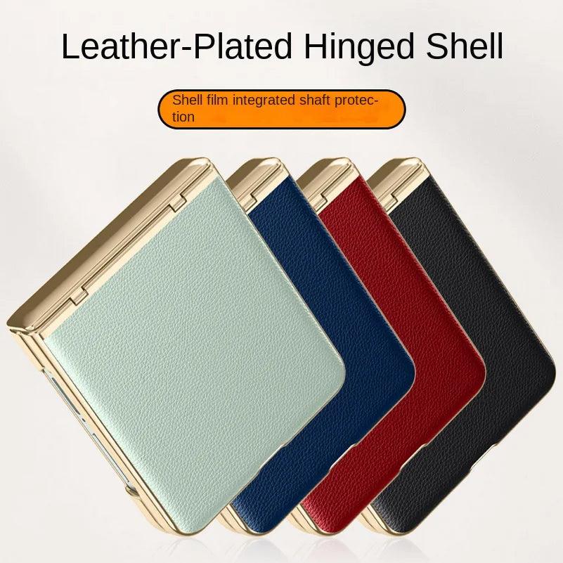 Galaxy Z Flip 7 Leather Hinge Shield Case