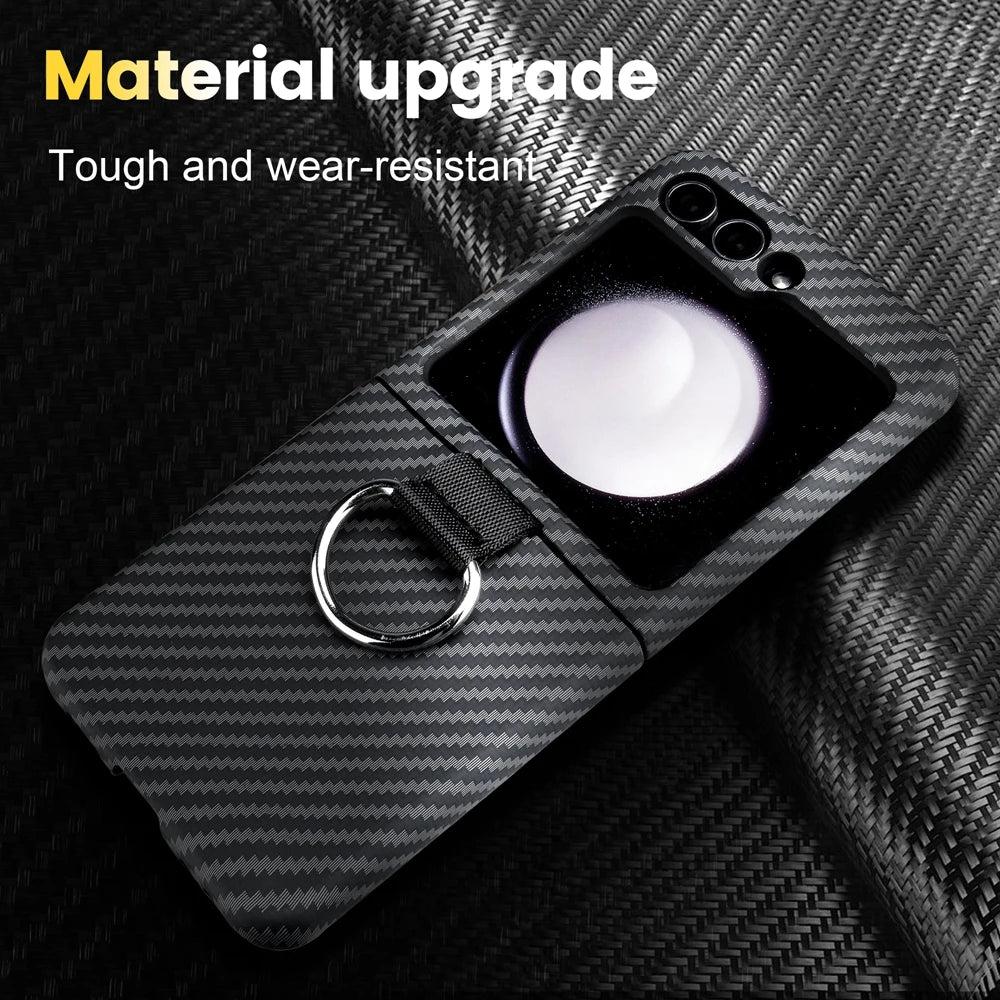 Galaxy Z Flip 6 Carbon Fiber Ring Holder Case