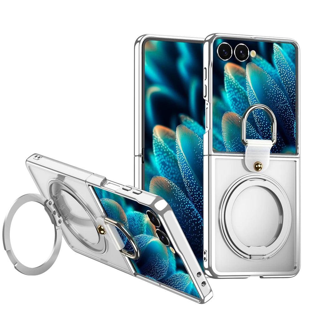 Galaxy Z Flip 7 Magnetic Ring Kickstand Mirror Case