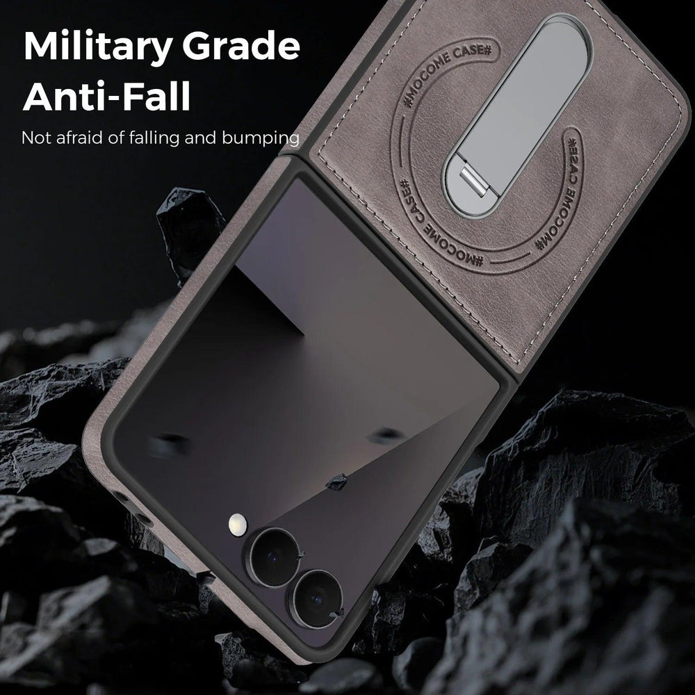 Galaxy Z Flip 8 Leather Kickstand Shield Case