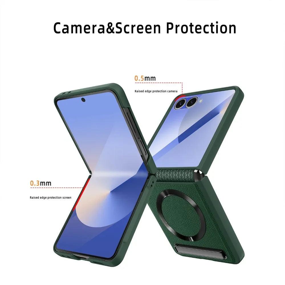 Galaxy Z Flip 8 Leather Magnetic Stand Case