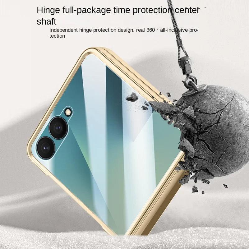 Galaxy Z Flip 7 Leather Hinge Shield Case