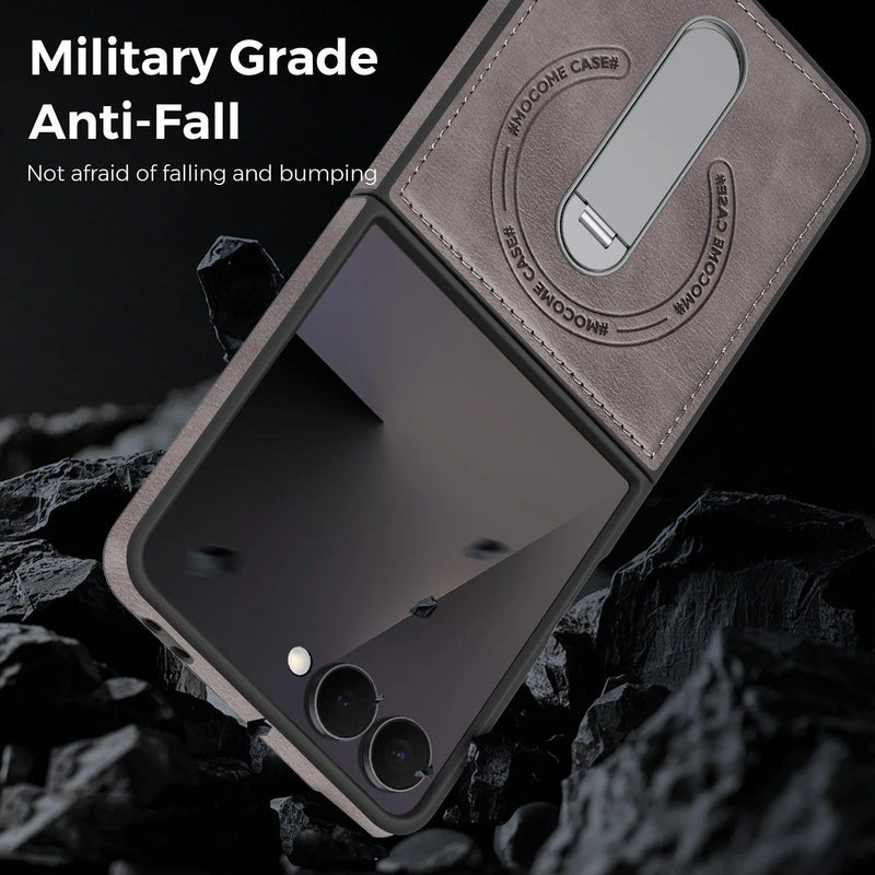 Leather Kickstand Shield Case