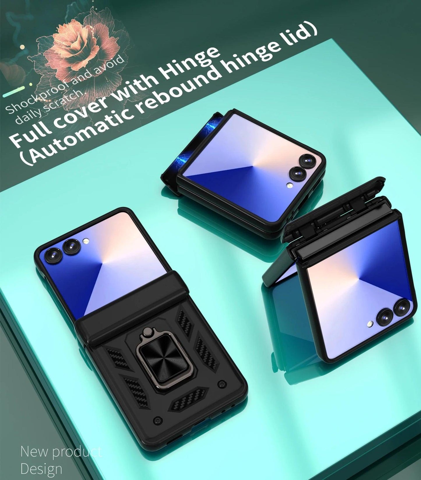 Galaxy Z Flip 7 Shockproof Armor Ring Case