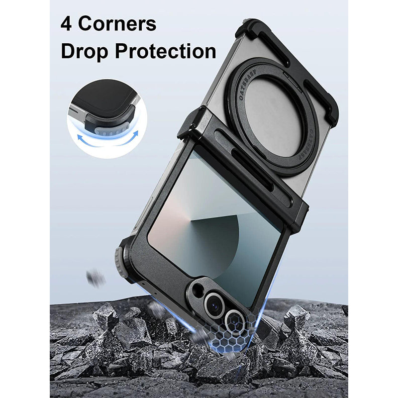 Galaxy Z Flip 7 Rugged Armor Ring-Kickstand Case
