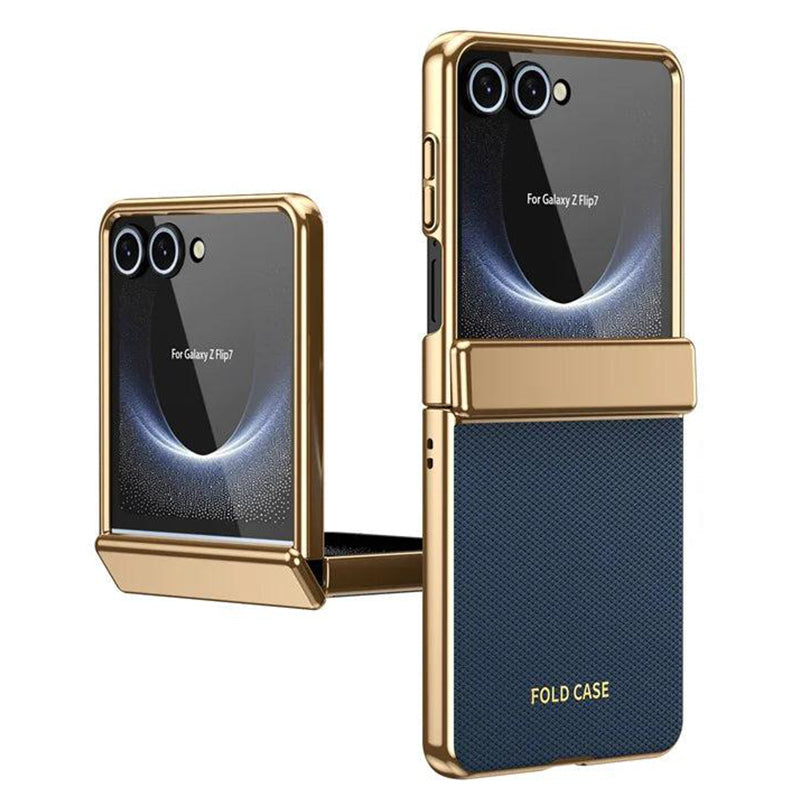 Galaxy Z Flip 7 Luxury Leather Electroplated Hinge Case