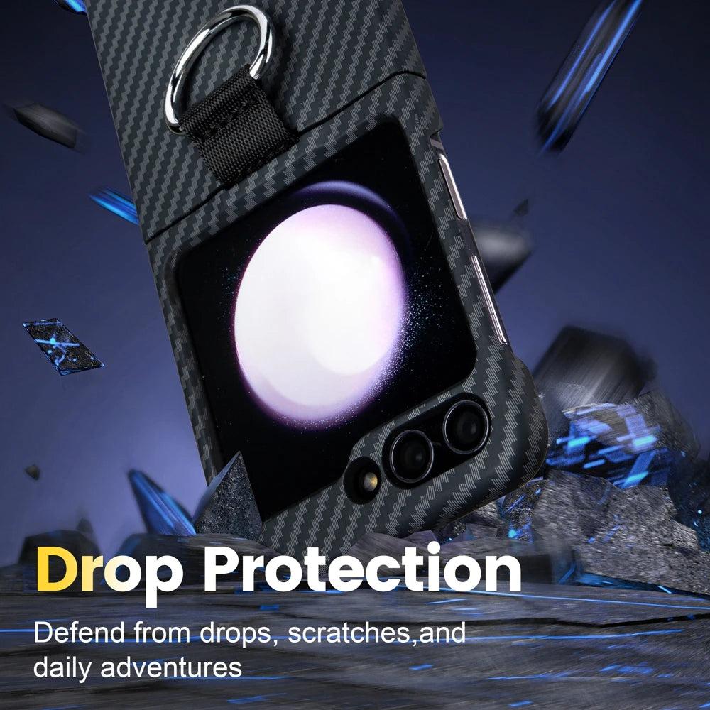 Galaxy Z Flip 6 Carbon Fiber Ring Holder Case