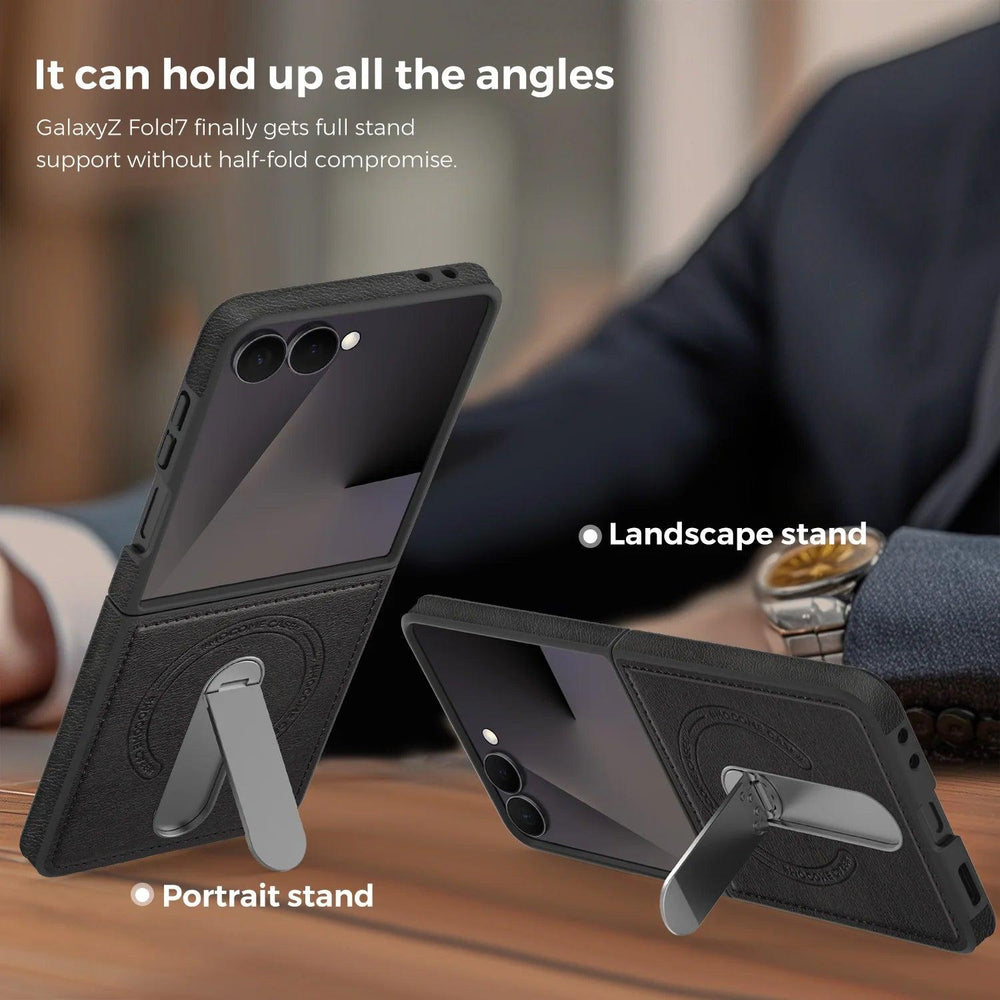 Galaxy Z Flip 8 Leather Kickstand Shield Case