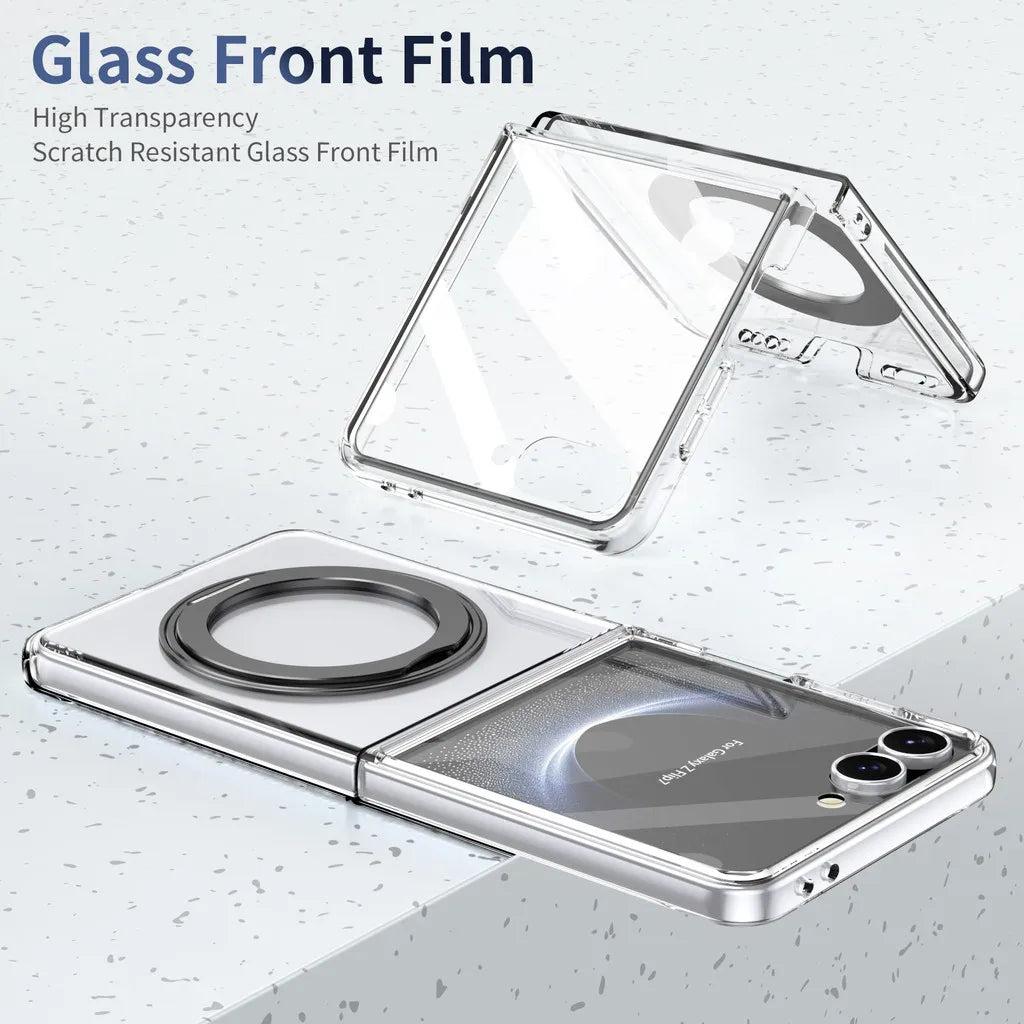 Galaxy Z Flip 7 Clear Magnetic Kickstand Case