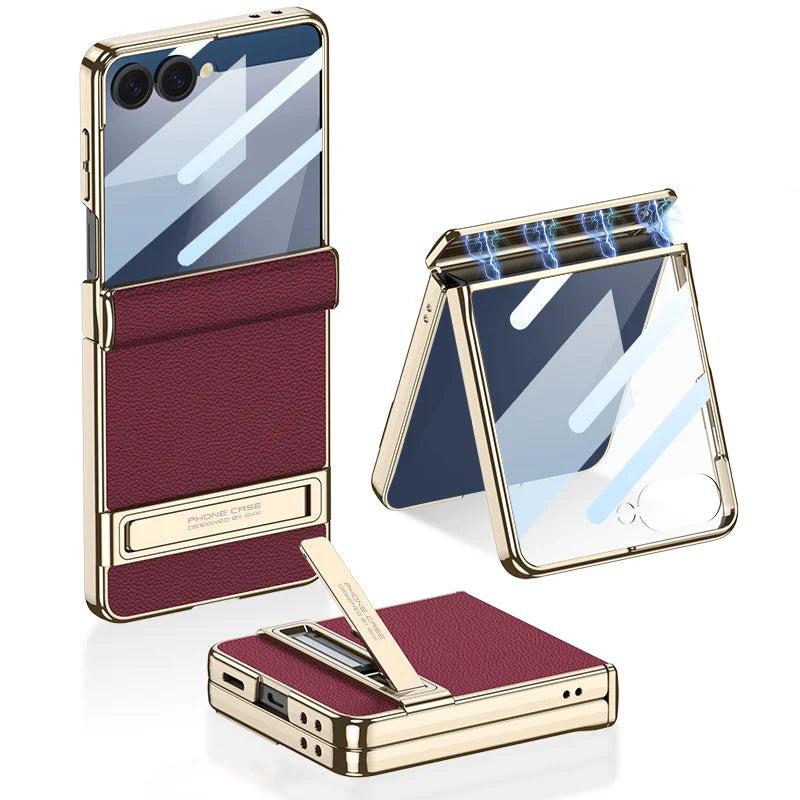 Galaxy Z Flip 7 Signature Leather Stand Case