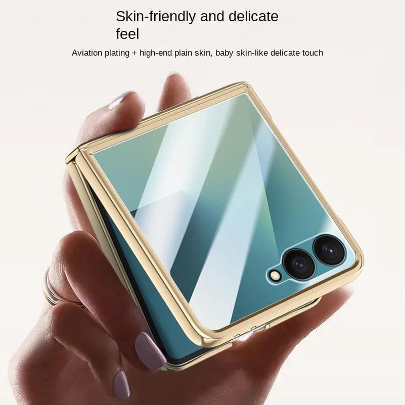 Galaxy Z Flip 7 Leather Hinge Shield Case