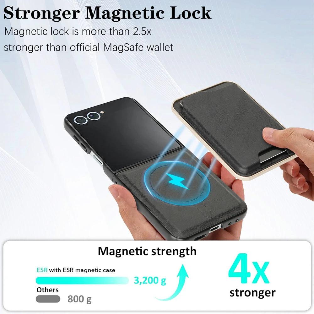 Galaxy Z Flip 7 MagSafe Leather Wallet Case