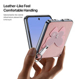 Galaxy Z Flip 7 Leather Ring Case with Heart Strap