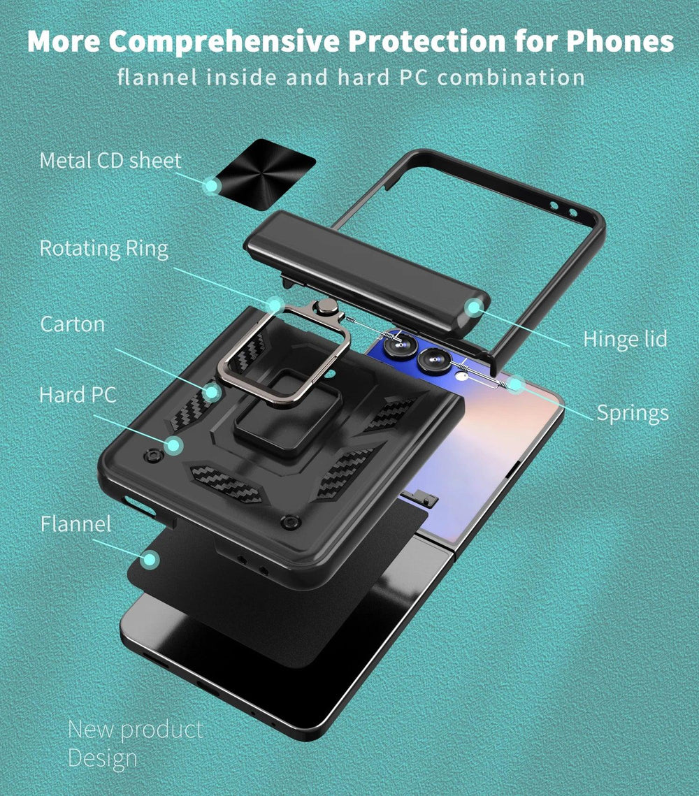 Galaxy Z Flip 7 Shockproof Armor Ring Case