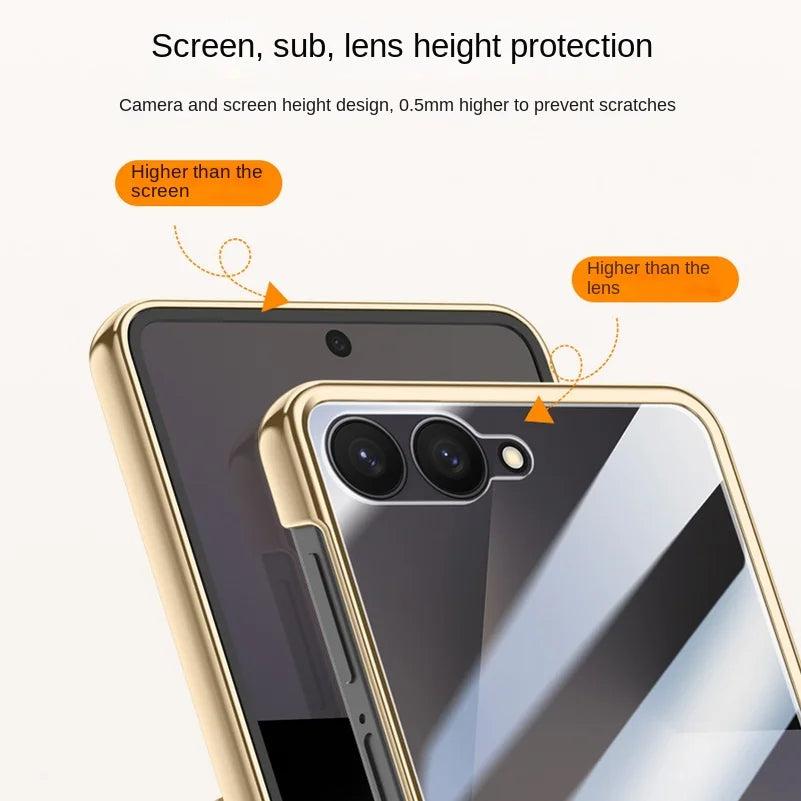 Galaxy Z Flip 7 Leather Hinge Shield Case