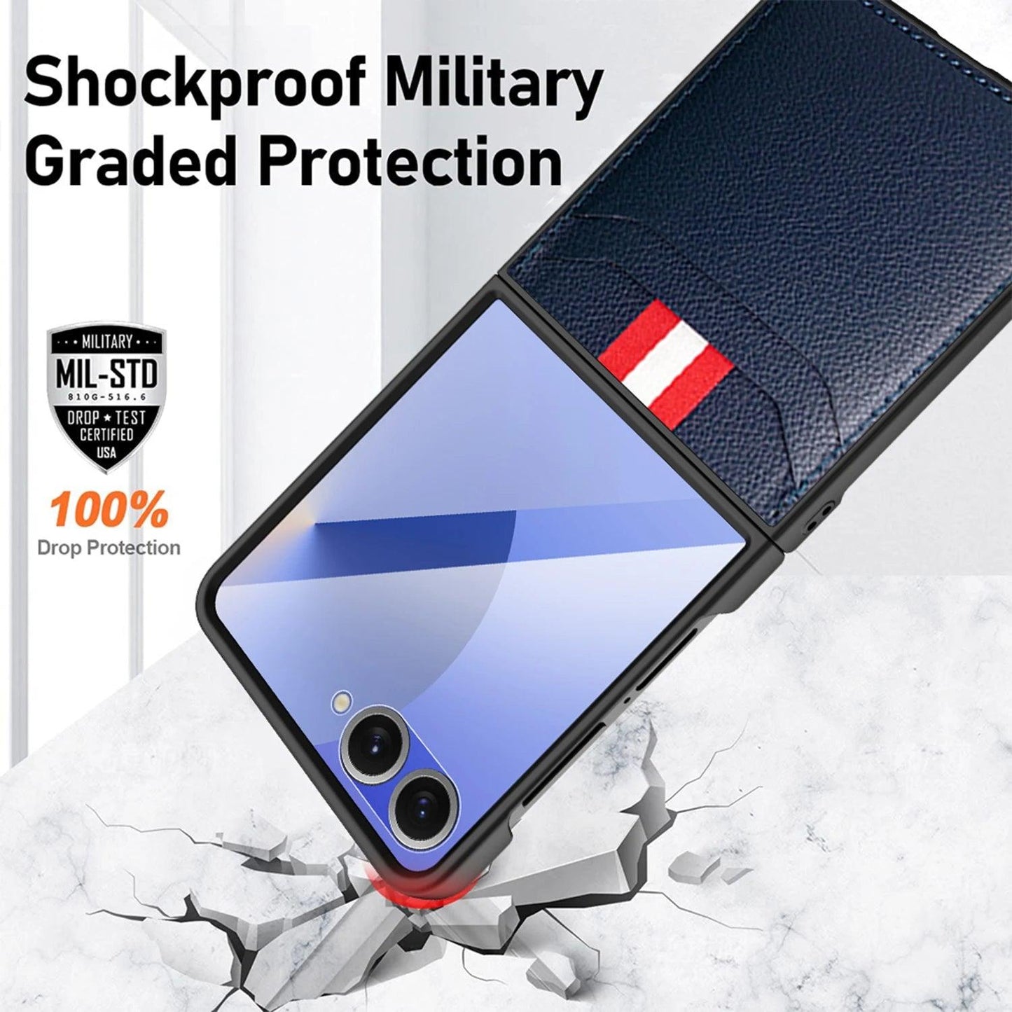 Galaxy Z Flip 6 Leather Wallet Grip Case