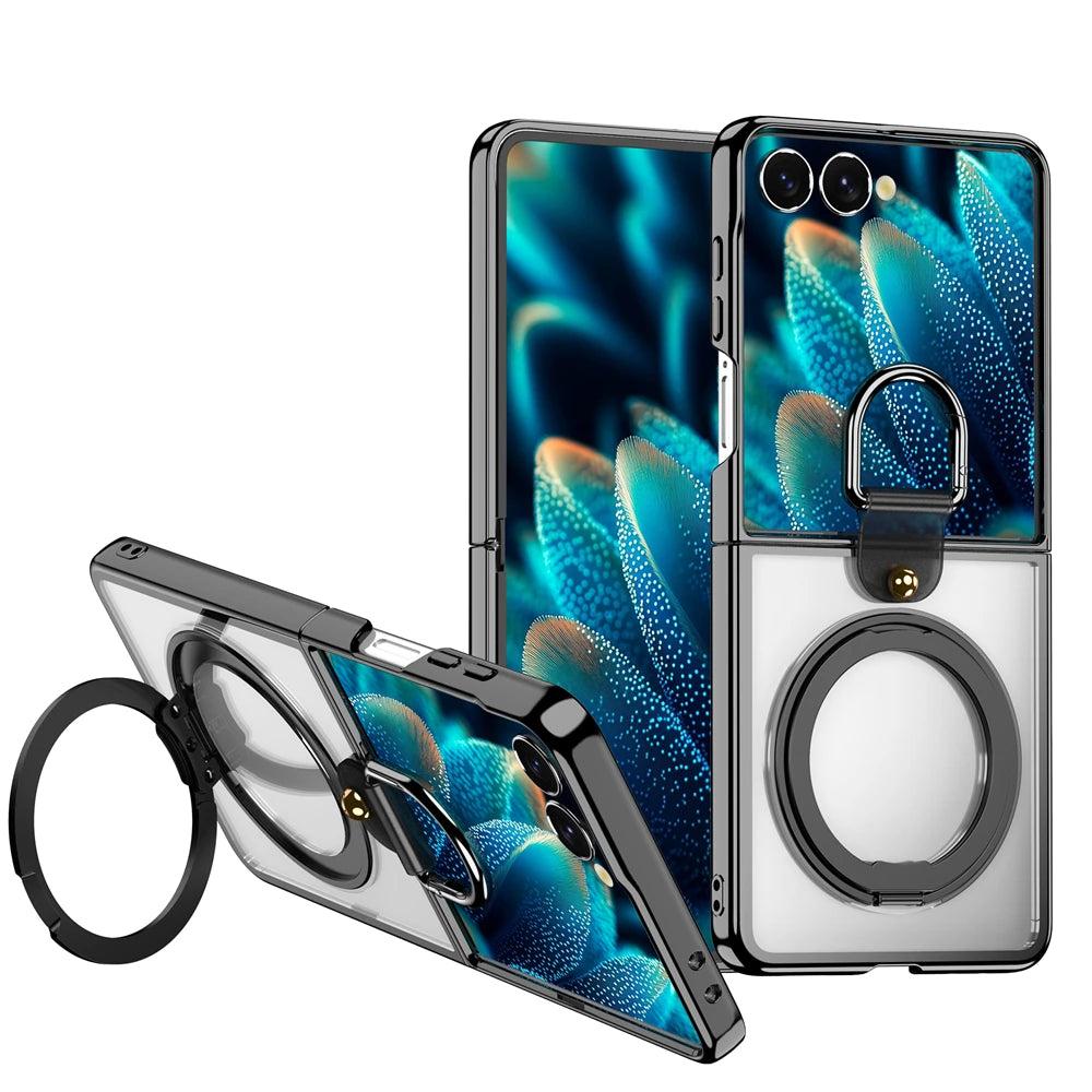 Galaxy Z Flip 7 Magnetic Ring Kickstand Mirror Case