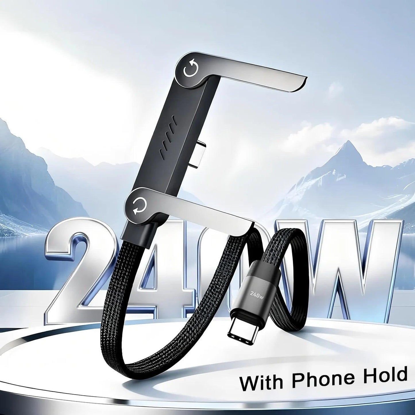 240W Braided Fast Charge Cable with Stand