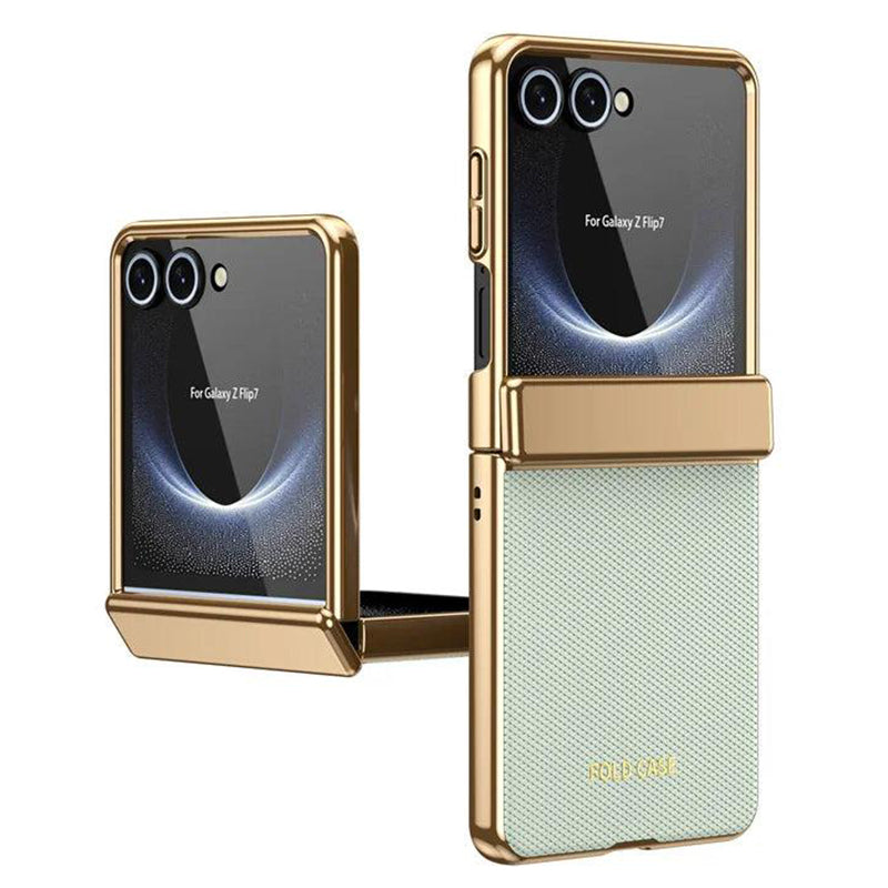 Galaxy Z Flip 8 Luxury Leather Electroplated Hinge Case