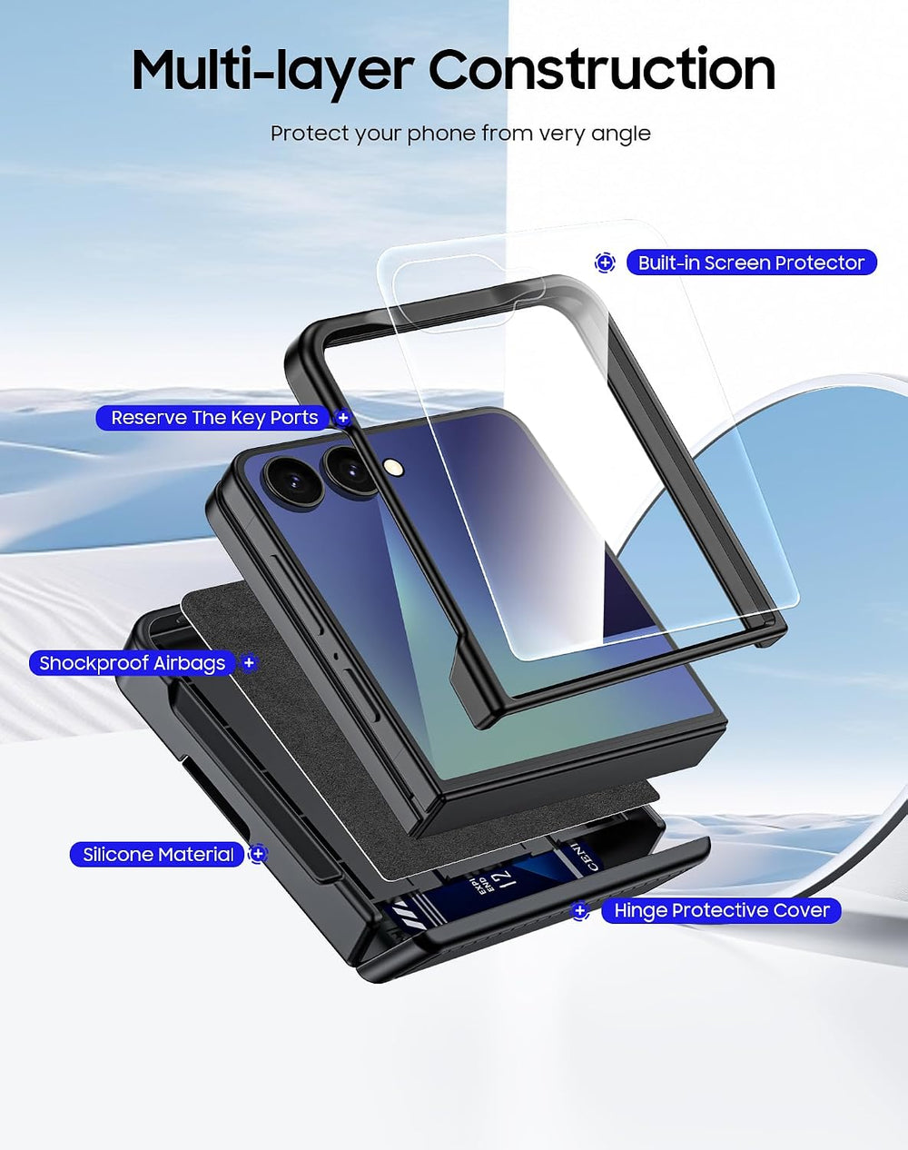 Galaxy Z Flip 8 Rugged RFID Wallet Case with Hinge Protection