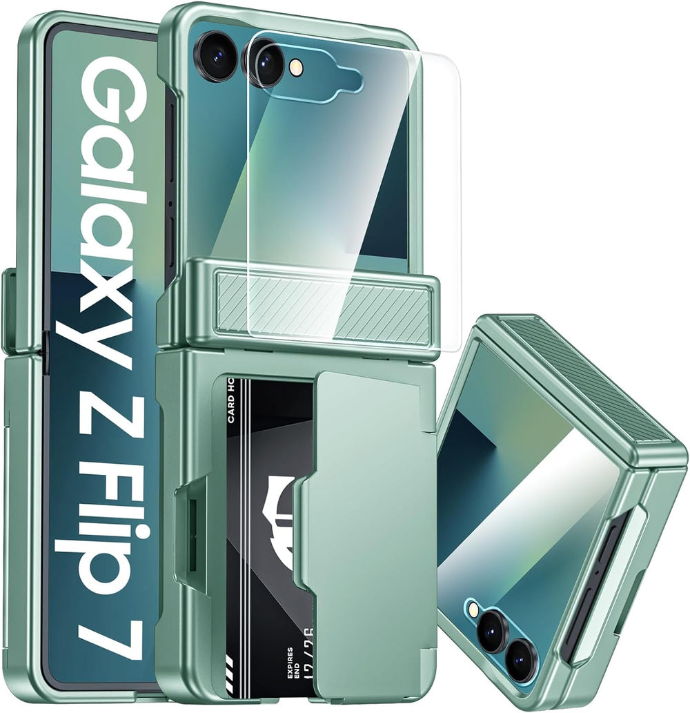 Galaxy Z Flip 8 Rugged RFID Wallet Case with Hinge Protection
