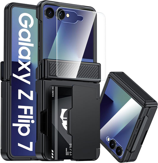 Galaxy Z Flip 8 Rugged RFID Wallet Case with Hinge Protection