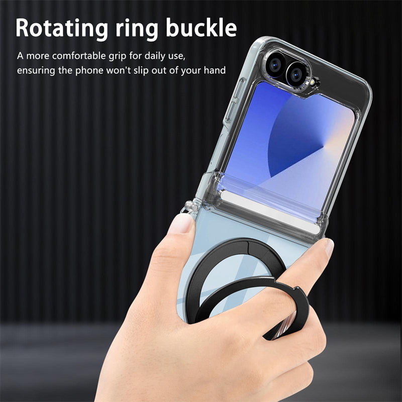 Galaxy Z Flip 8 Transparent Ring Kickstand Case