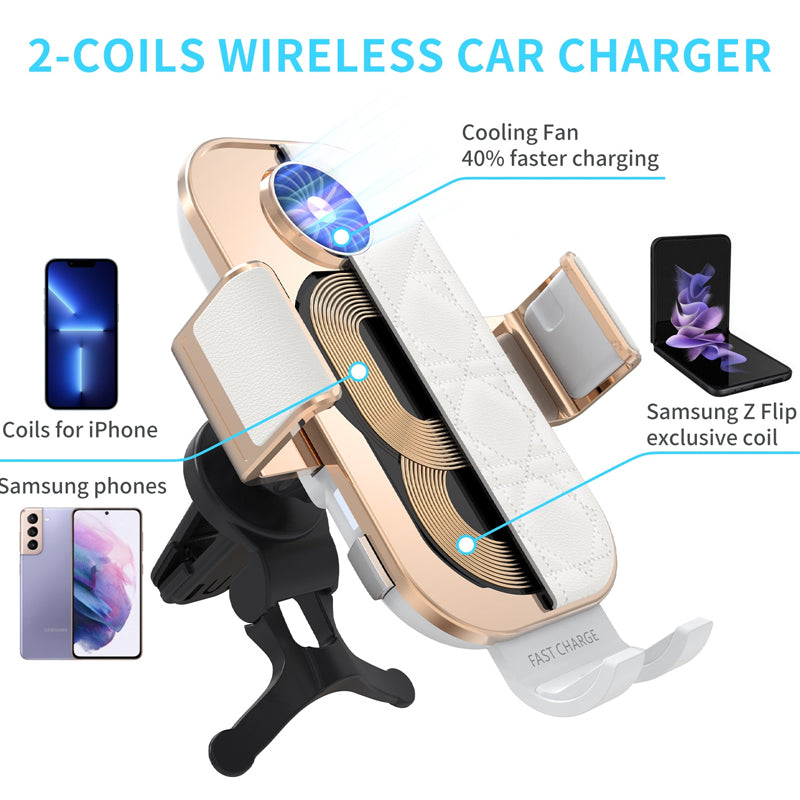 Galaxy Z Flip 7 15W Fast Wireless Car Charger with Cooling Fan