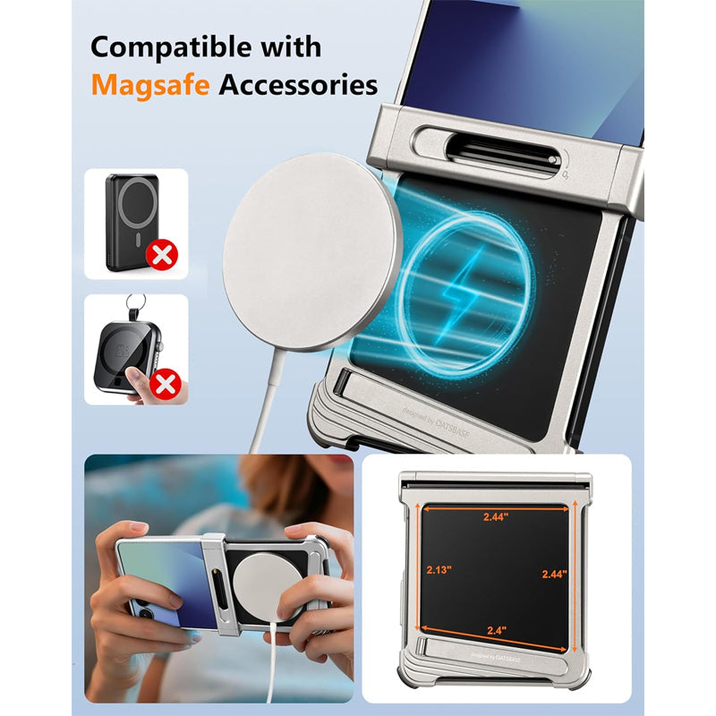 Galaxy Z Flip 7 Metal Frameless Case with Stand & Hinge Guard