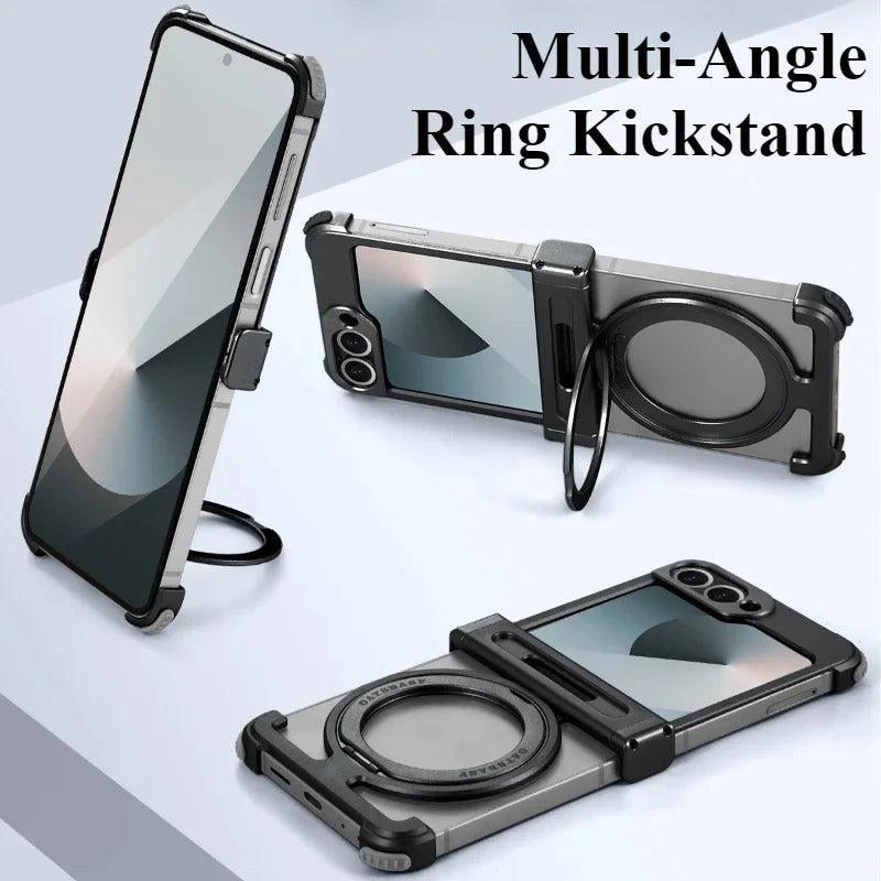 Galaxy Z Flip 7 Rugged Armor Ring-Kickstand Case