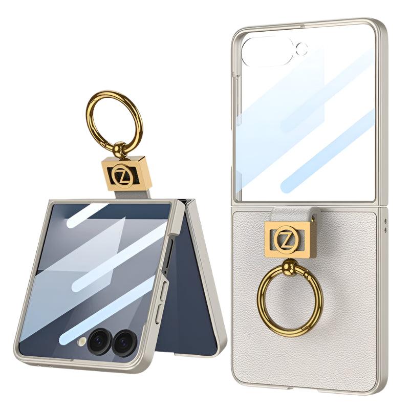 Galaxy Z Flip 8 Leather Ring Stand Case