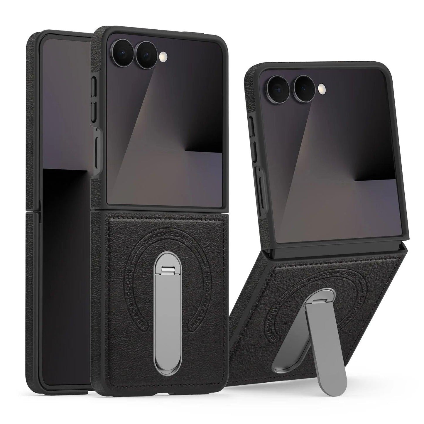 Galaxy Z Flip 7 Leather Kickstand Shield Case
