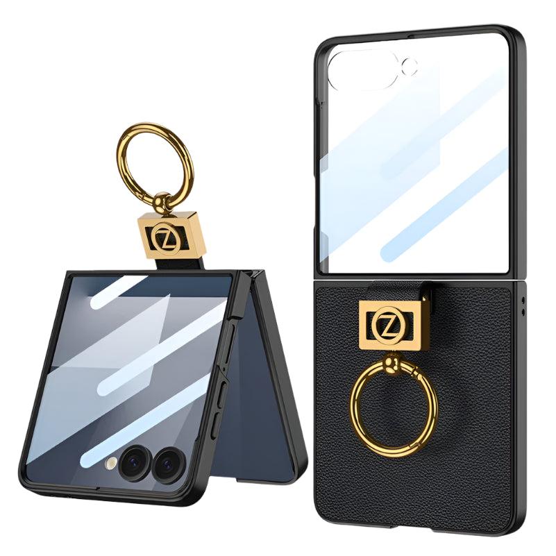 Galaxy Z Flip 8 Leather Ring Stand Case
