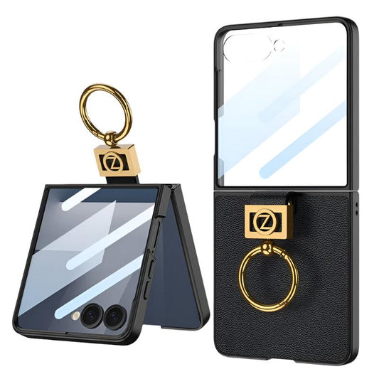 Galaxy Z Flip 7 Leather Ring Stand Case