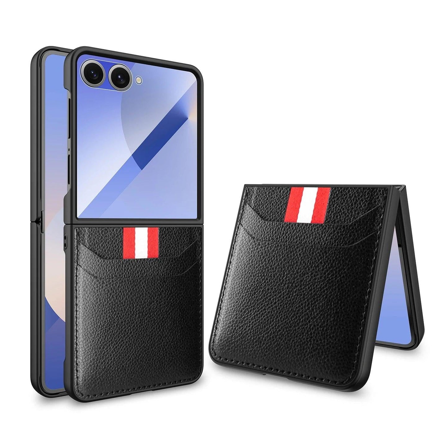 Galaxy Z Flip 7 Leather Wallet Grip Case