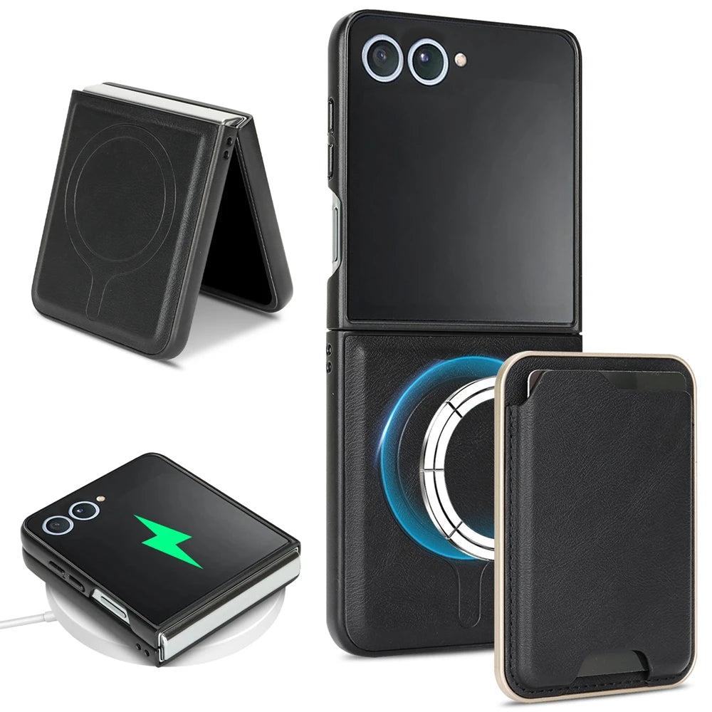 Galaxy Z Flip 7 MagSafe Leather Wallet Case