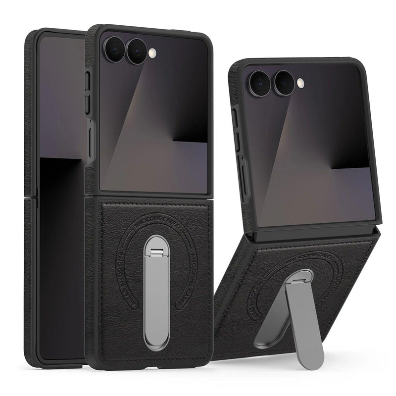 Leather Kickstand Shield Case