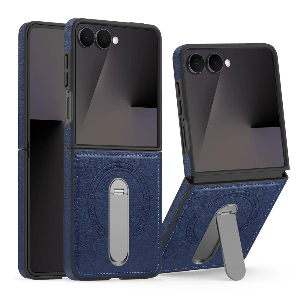 Galaxy Z Flip 8 Leather Kickstand Shield Case