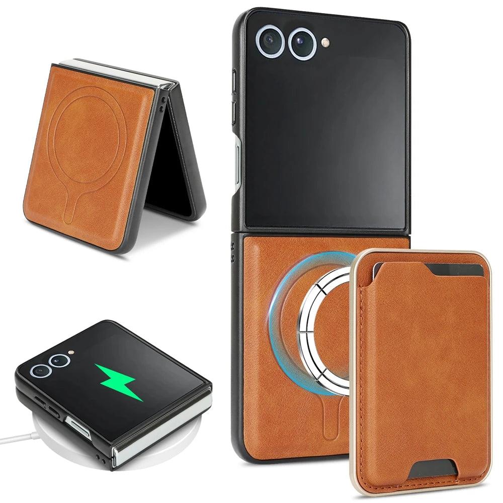 Galaxy Z Flip 7 MagSafe Leather Wallet Case