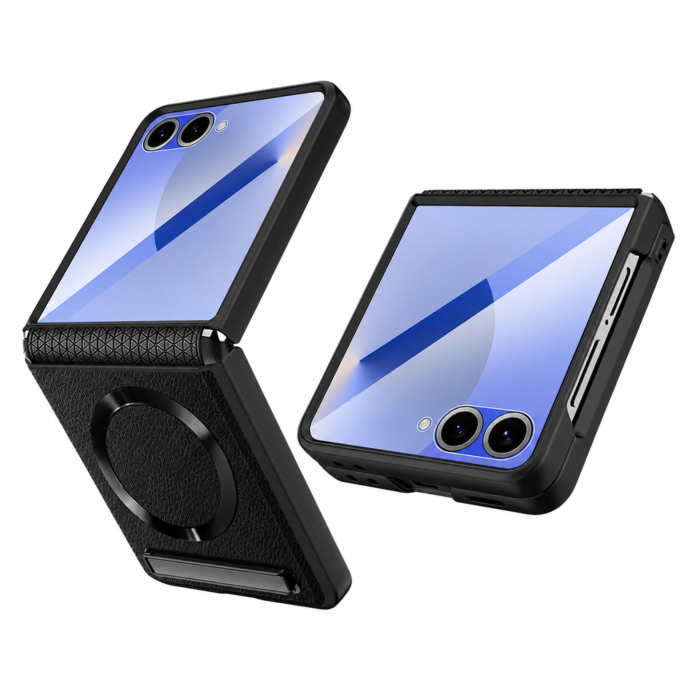 Galaxy Z Flip 7 Leather Magnetic Stand Case